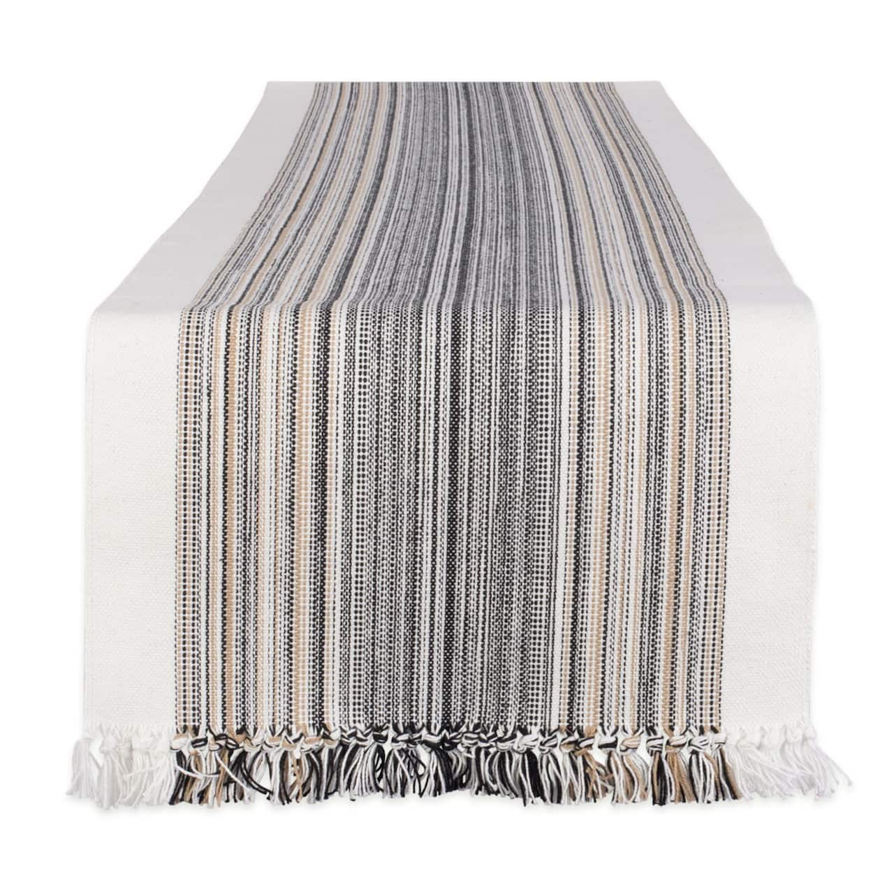 DII® 108" Black Striped Fringed Table Runner